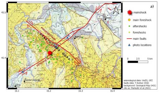 Petrinja earthquake and faults